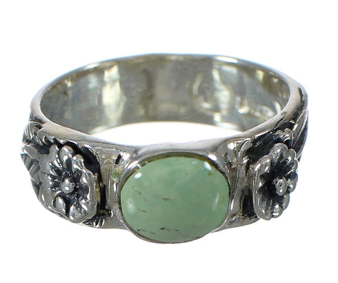 Silver Turquoise Flower Ring Size 7-1/4 YX91594
